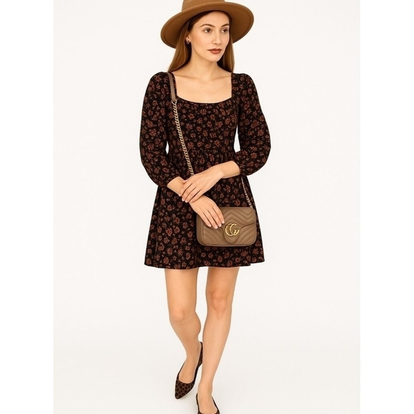 Lost + Wander Women Floral Print Mini Party Dress, Black Size S - Picture 1 of 13
